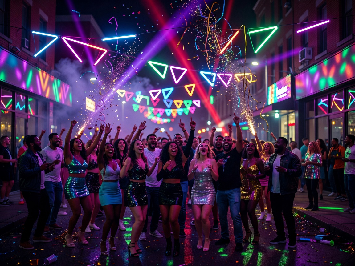 Vibrant nightlife lighting effects and celebration